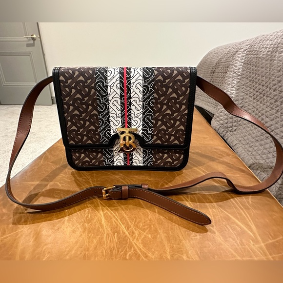 Burberry Bridle Brown Monogram Small E-Canvas TB Shoulder/Crossbody Bag - Picture 1 of 10